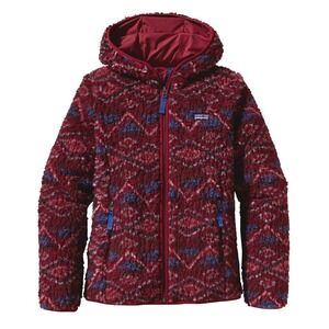 Patagonia Retro X Deep Pile Fleece Red  Zip Up Hoodie Jacket Women's Size Small